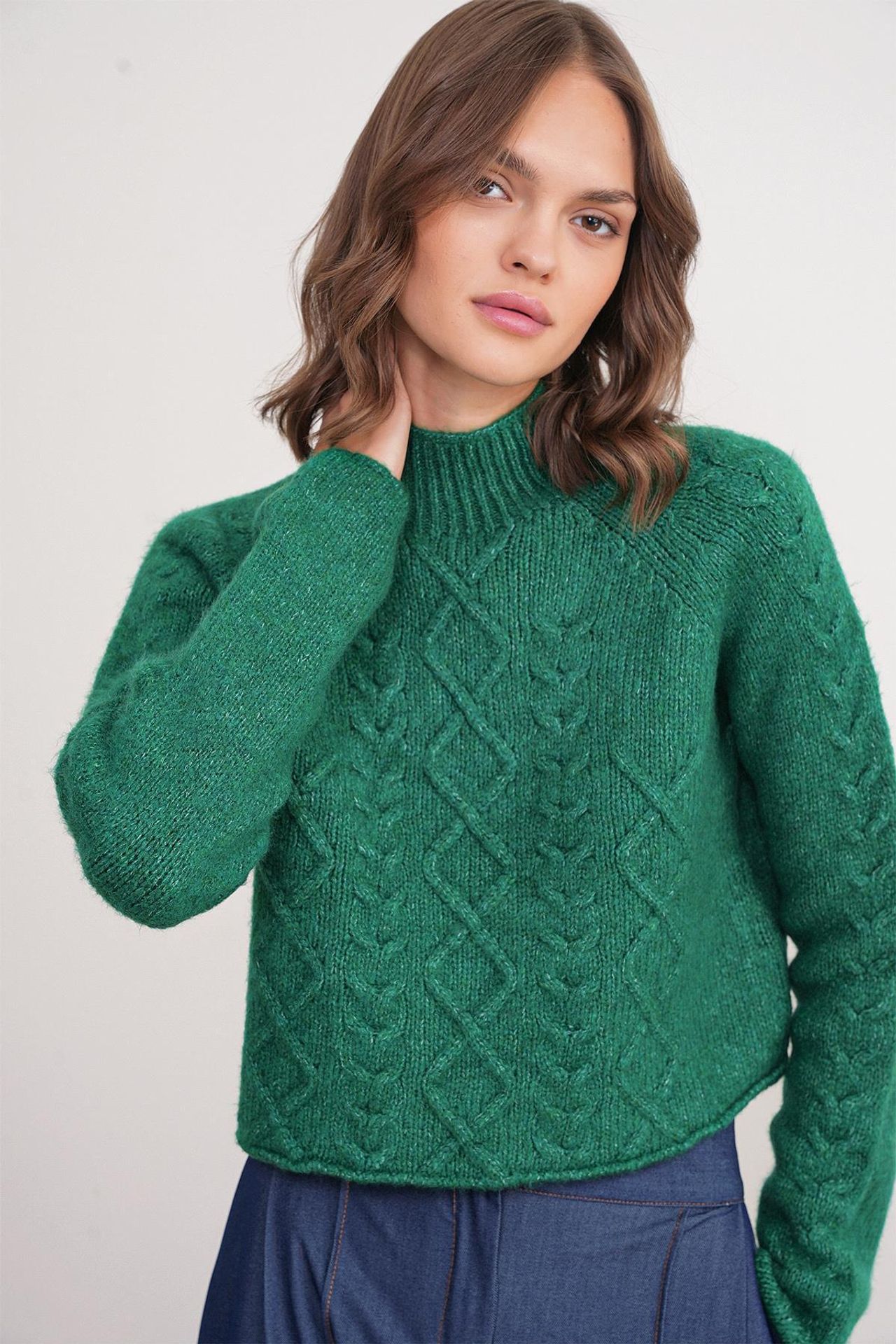 Mixray Argyle Half-Turtleneck Ribbed Knit Sweater 4