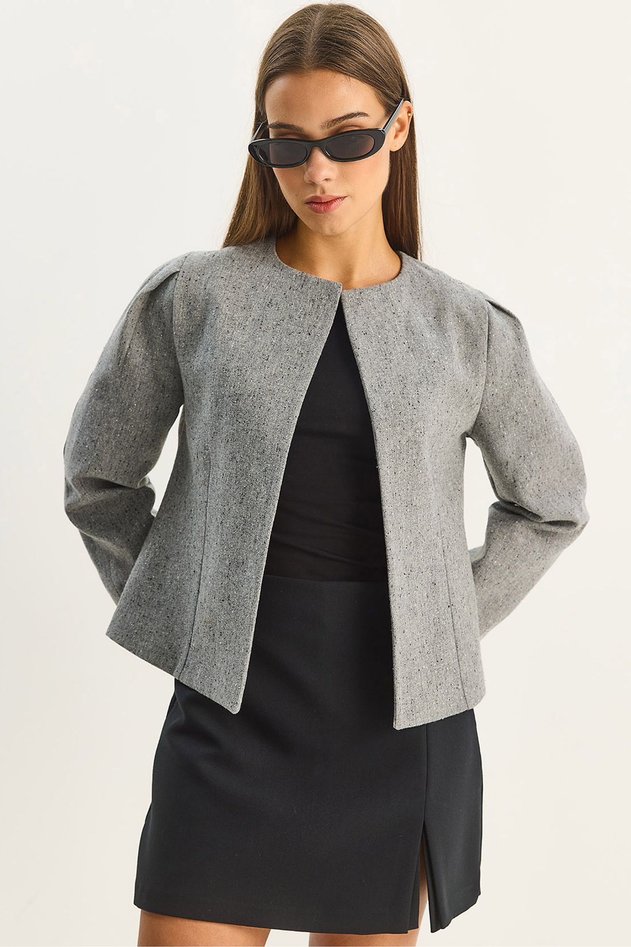 LUCCI Textured Open Collar Lined Jacket 1