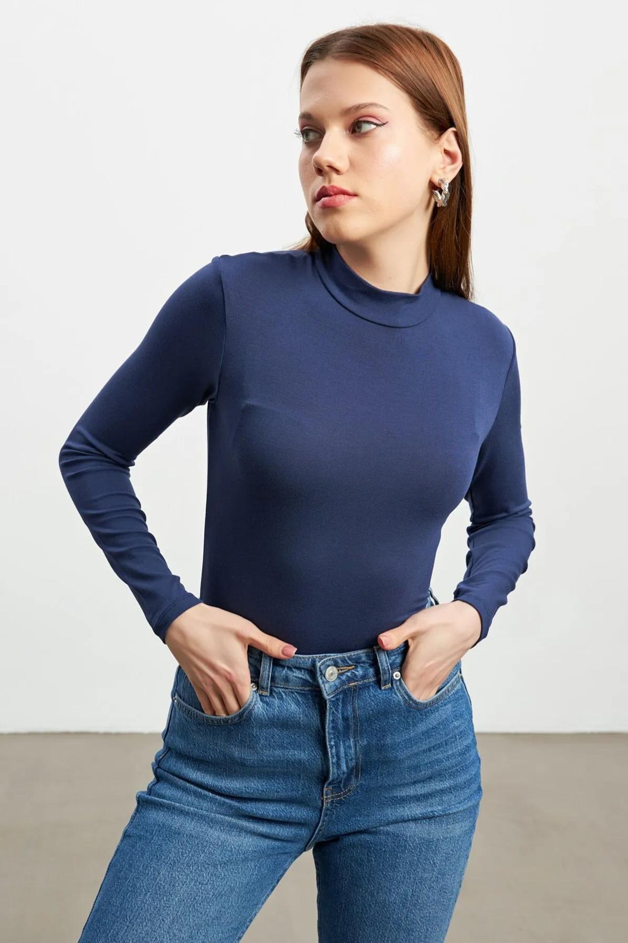 BIPANTOLON Kadın 3'lü Dar Kalıp Balıkçı Yaka Body 3