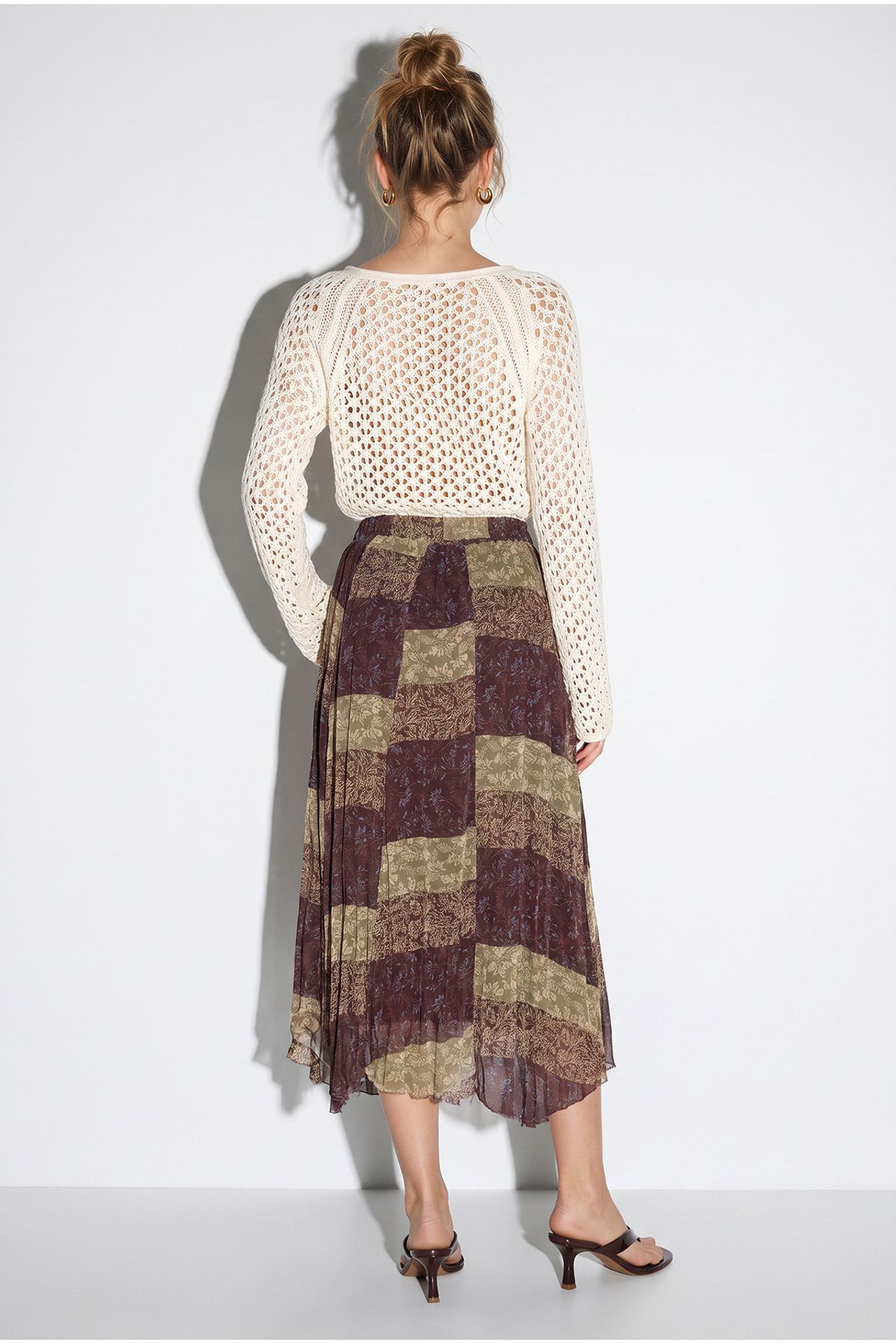 LUCCI High Waist Paisley Print Midi Skirt with Belt 5