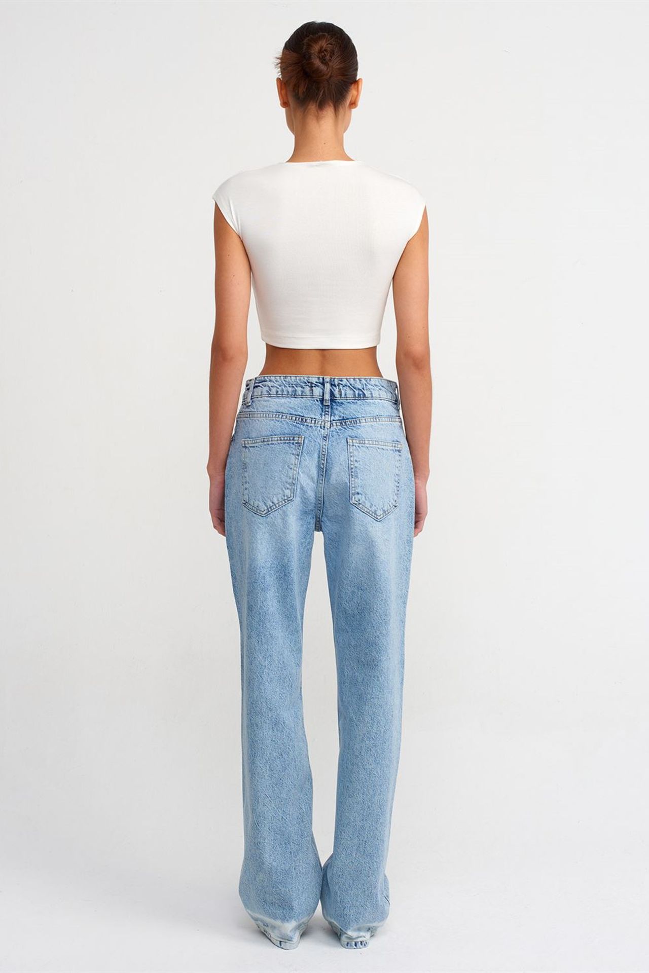 DILVIN High-Waist Straight-Leg Cotton Denim Jeans 2
