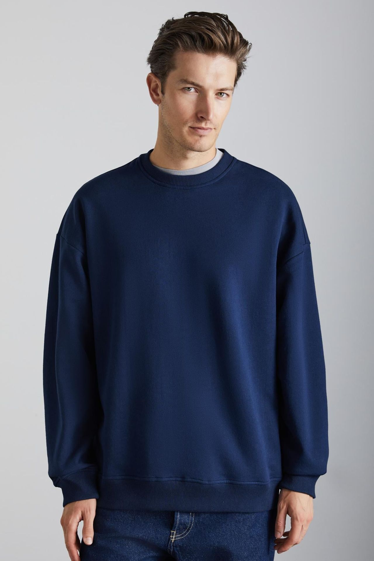 GRIMELANGE Bol Kesim Fitilli Bisiklet Yaka Sweatshirt 2