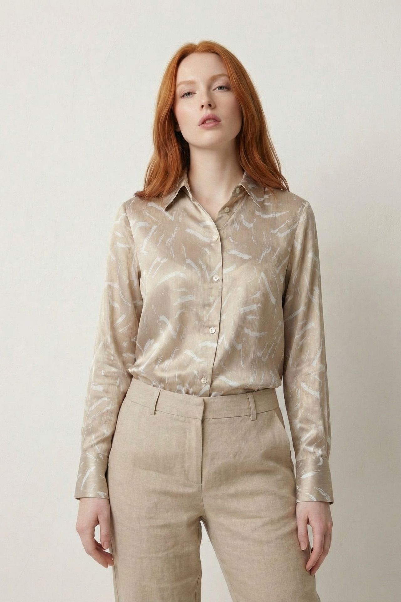 MY FASHION Abstract Print Button-Up Shirt 1