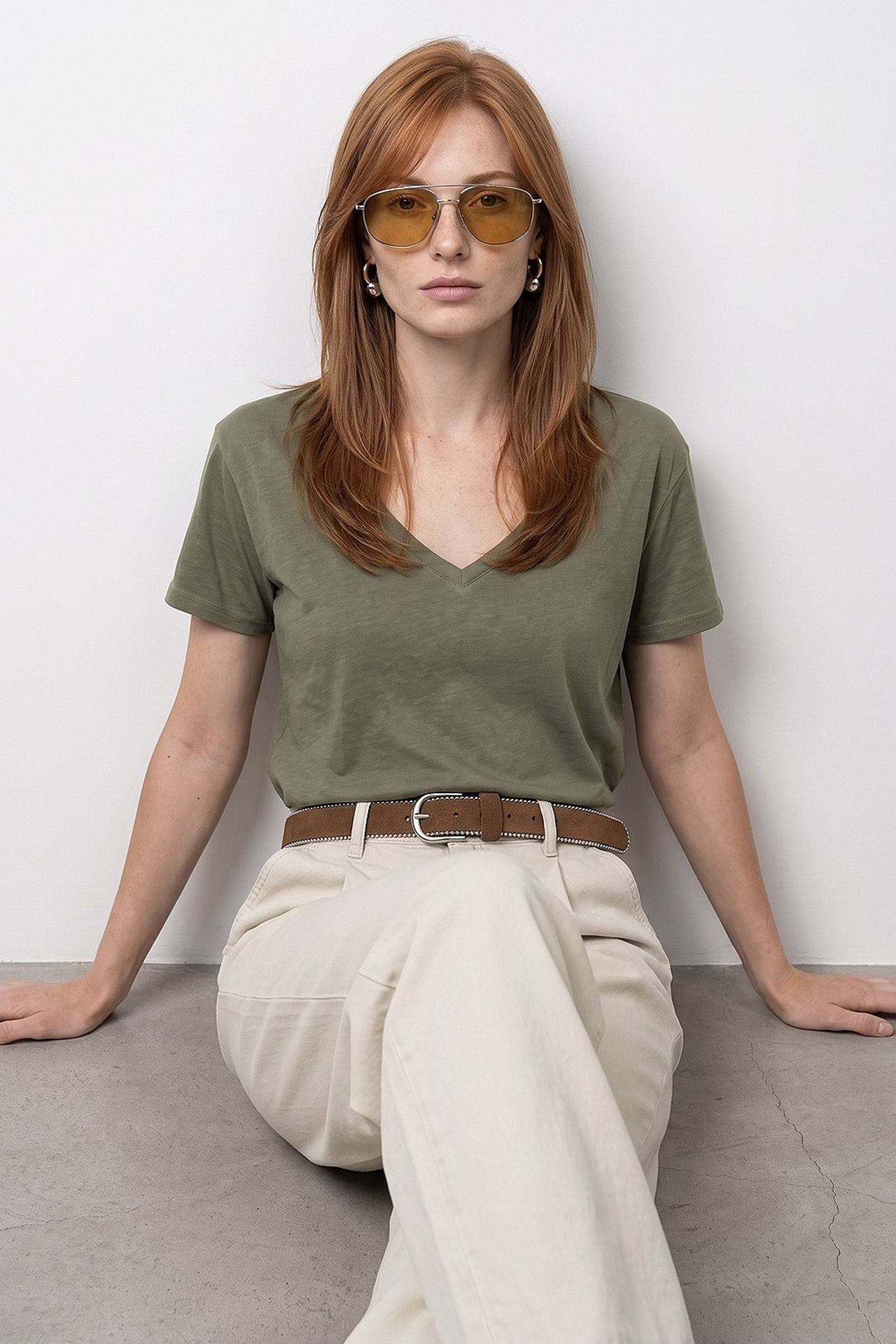 DILVIN Cotton Tencel V-Neck Short-Sleeve Blouse 3