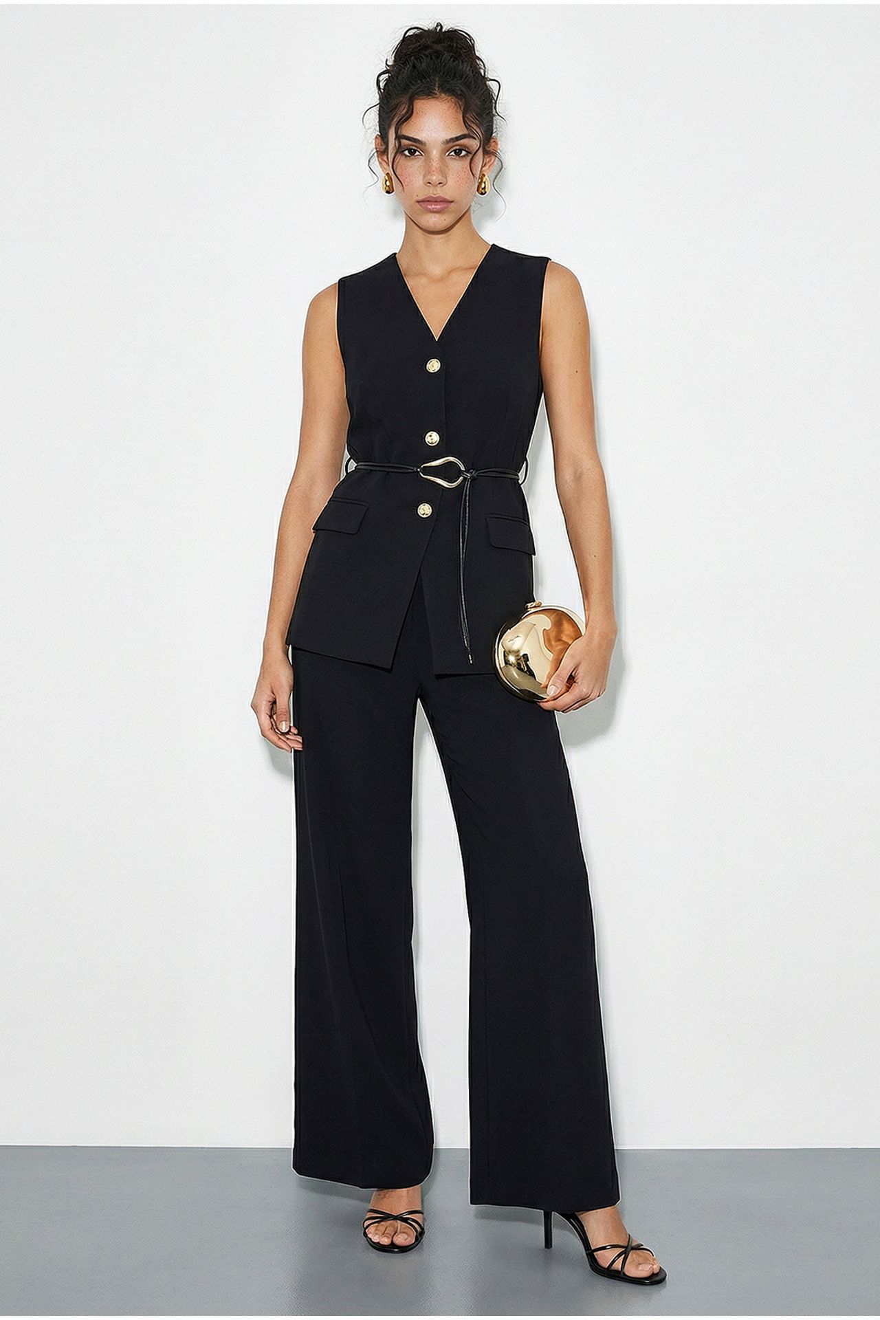 LUCCI High Waist V-Neck Belted Two-Piece Co-ord Set 4