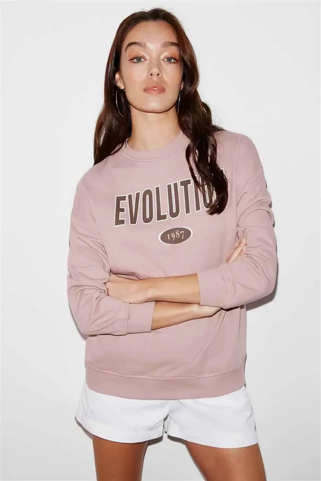 GRIMELANGE Oversized Printed Crew Neck Sweatshirt