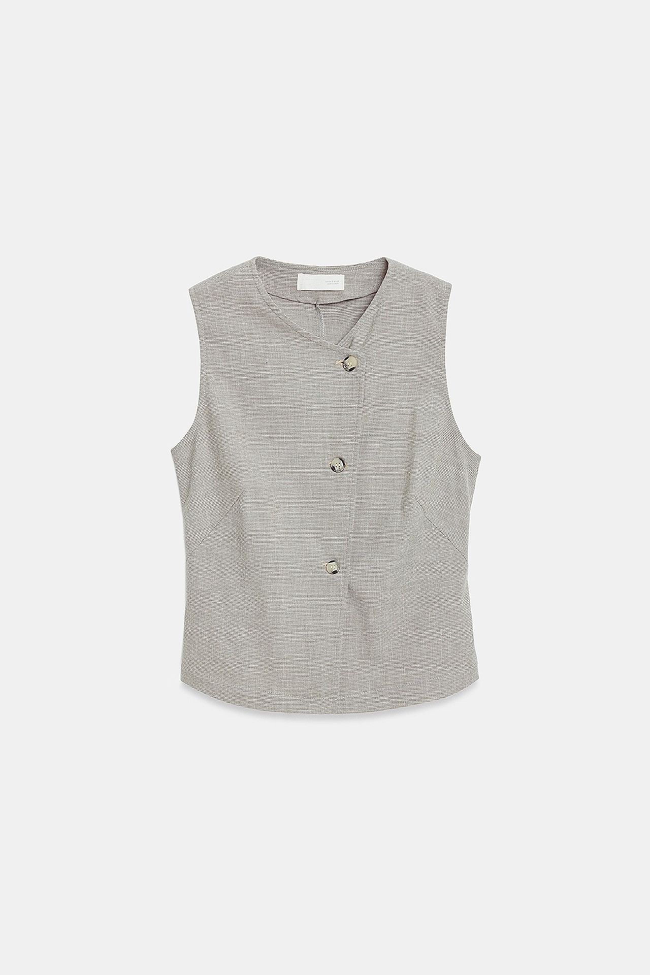 DILVIN Fitted Woven Waistcoat With Button Front 5