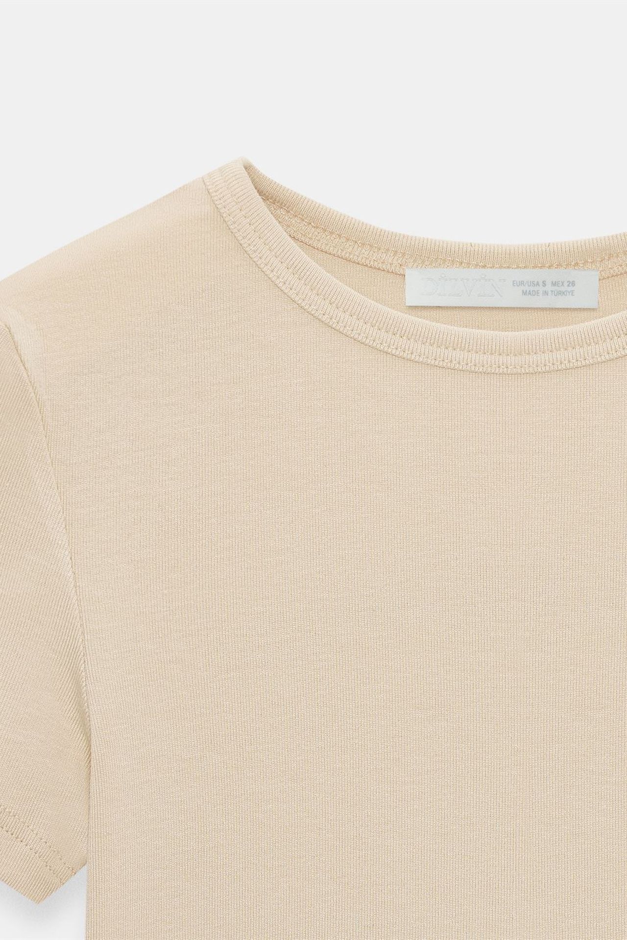 DILVIN Kadın Crop Slim Fit Bisiklet Yaka Tişört 7