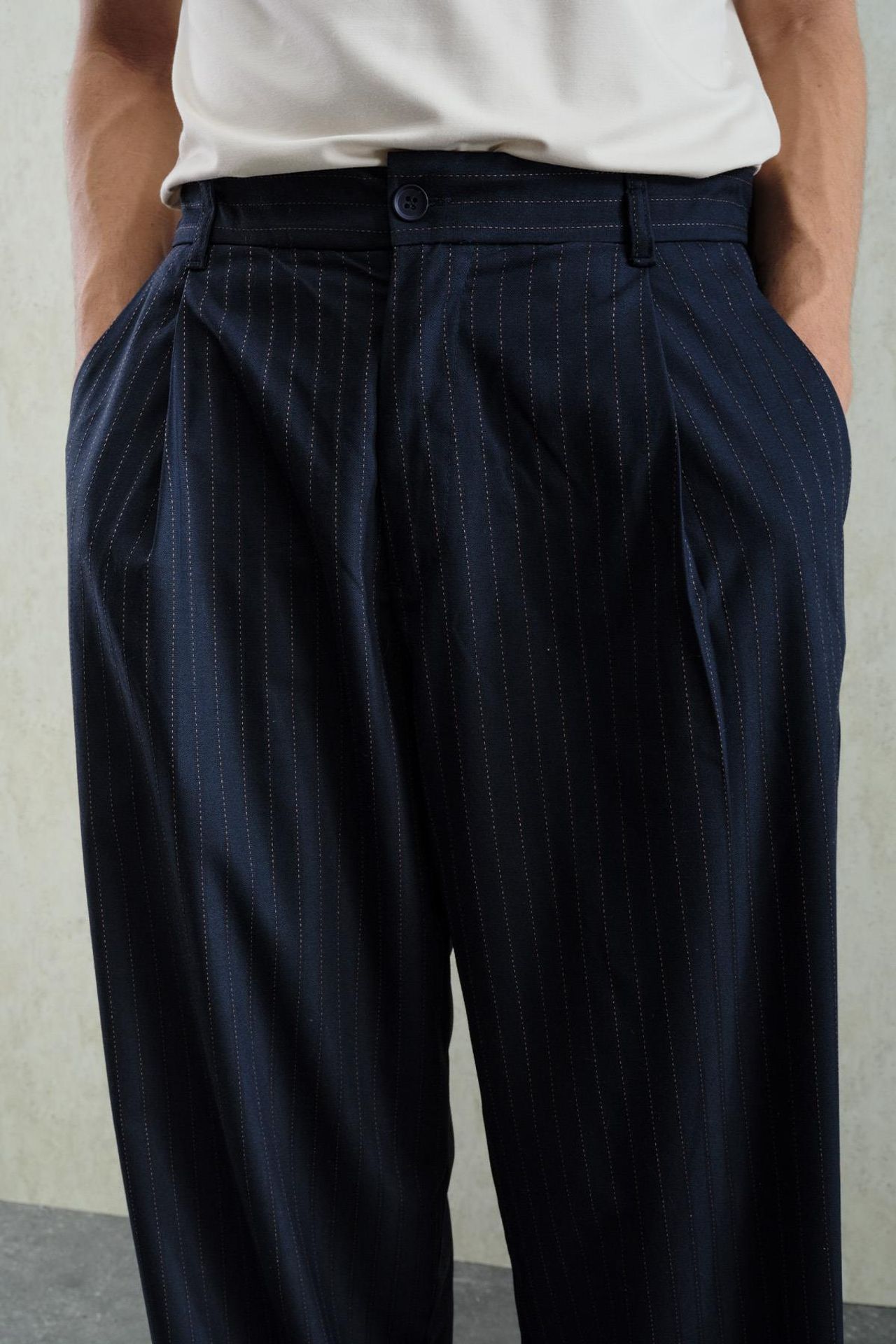 GIESTO Pleated Striped Gabardine Pants 2