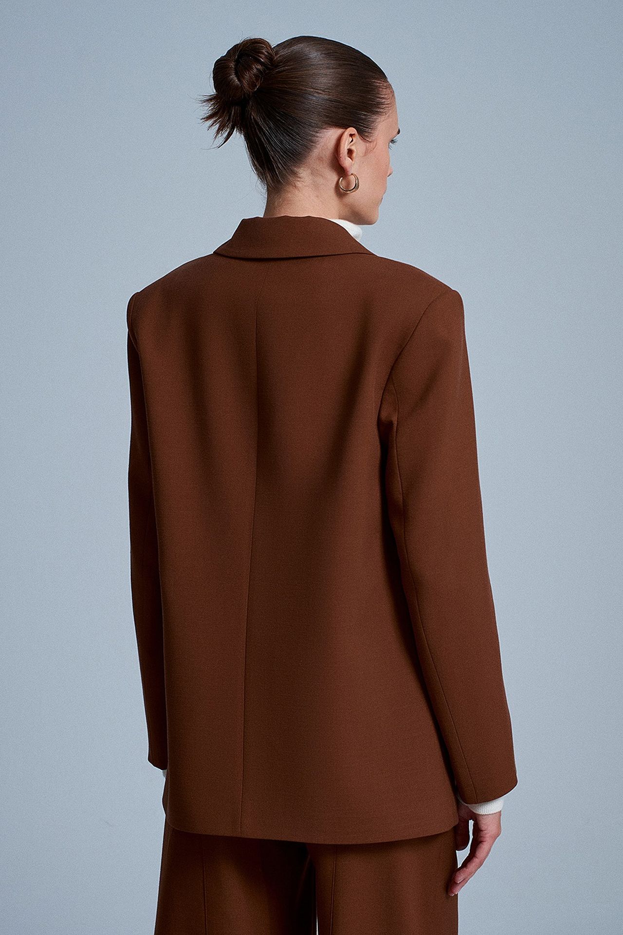 DILVIN Oversize Uzun Krep Blazer Ceket 3