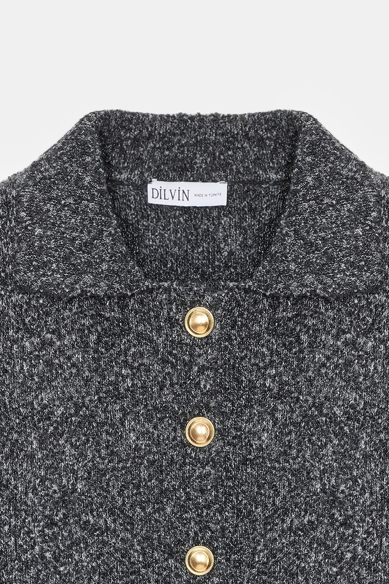 DILVIN Women's Textured Polo Collar Cardigan 8