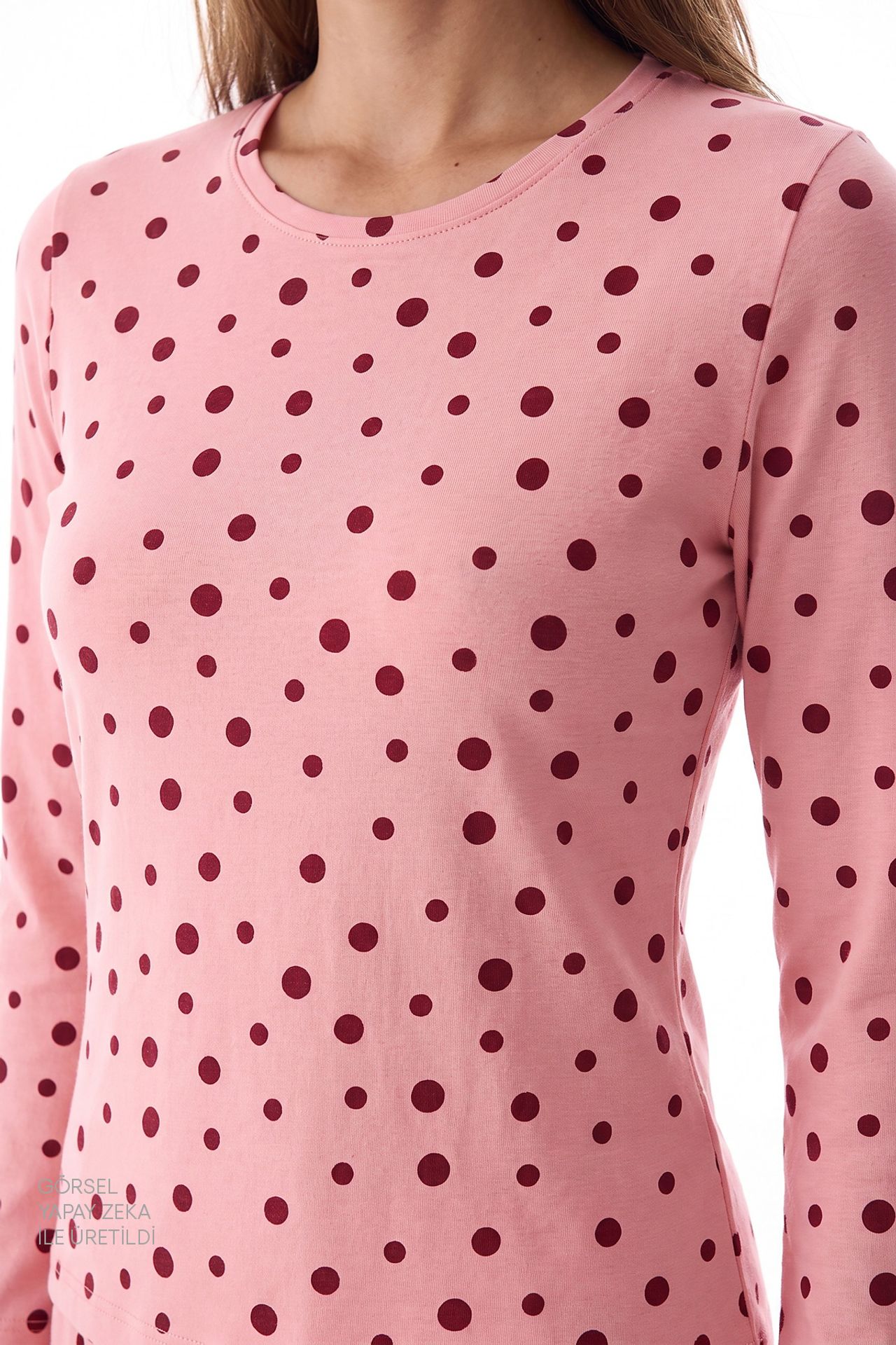 PENTI Berry Polka Dot Long Sleeve Pajama Set 3