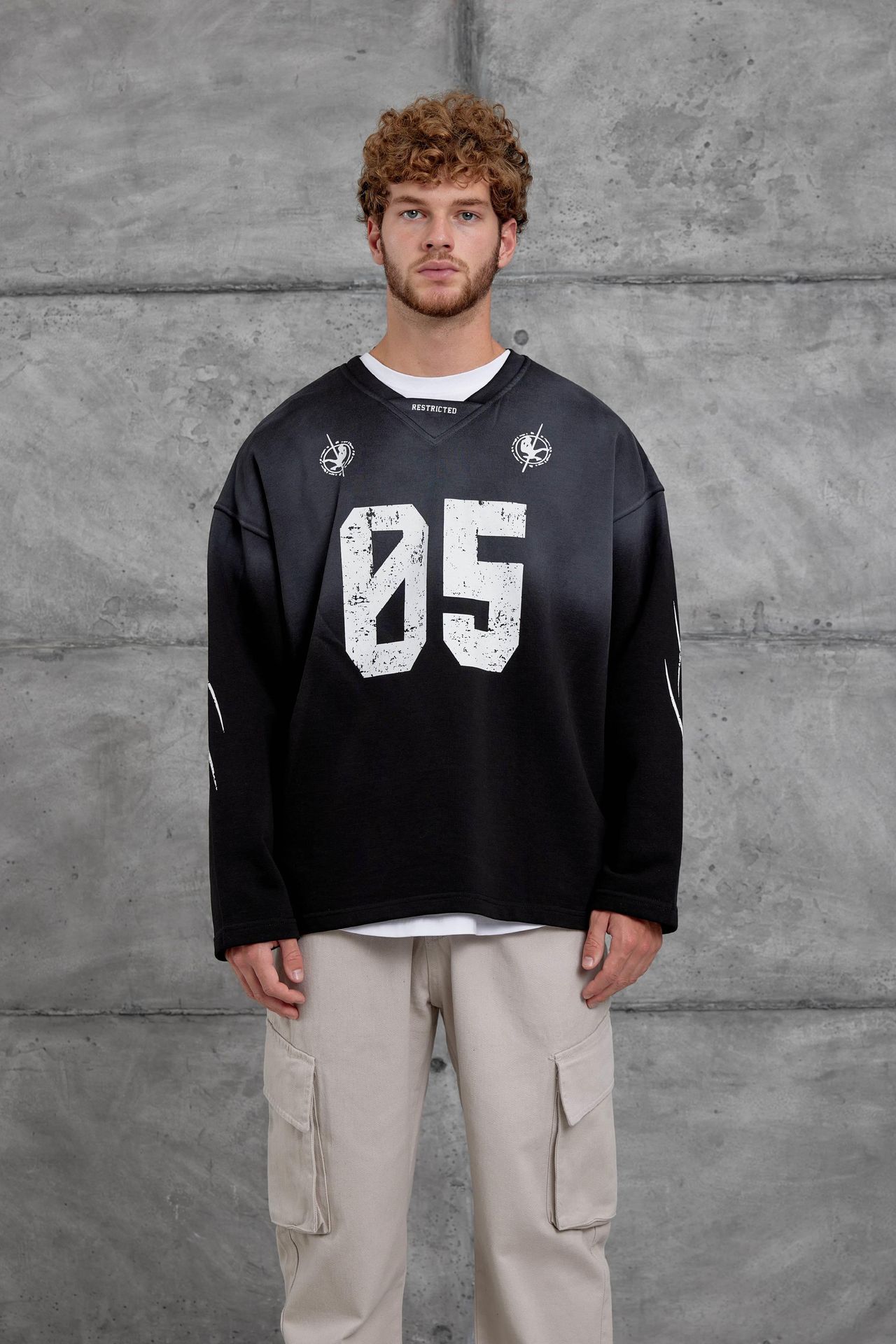NOMARC Baskılı Oversize Bisiklet Yaka Sweatshirt 1