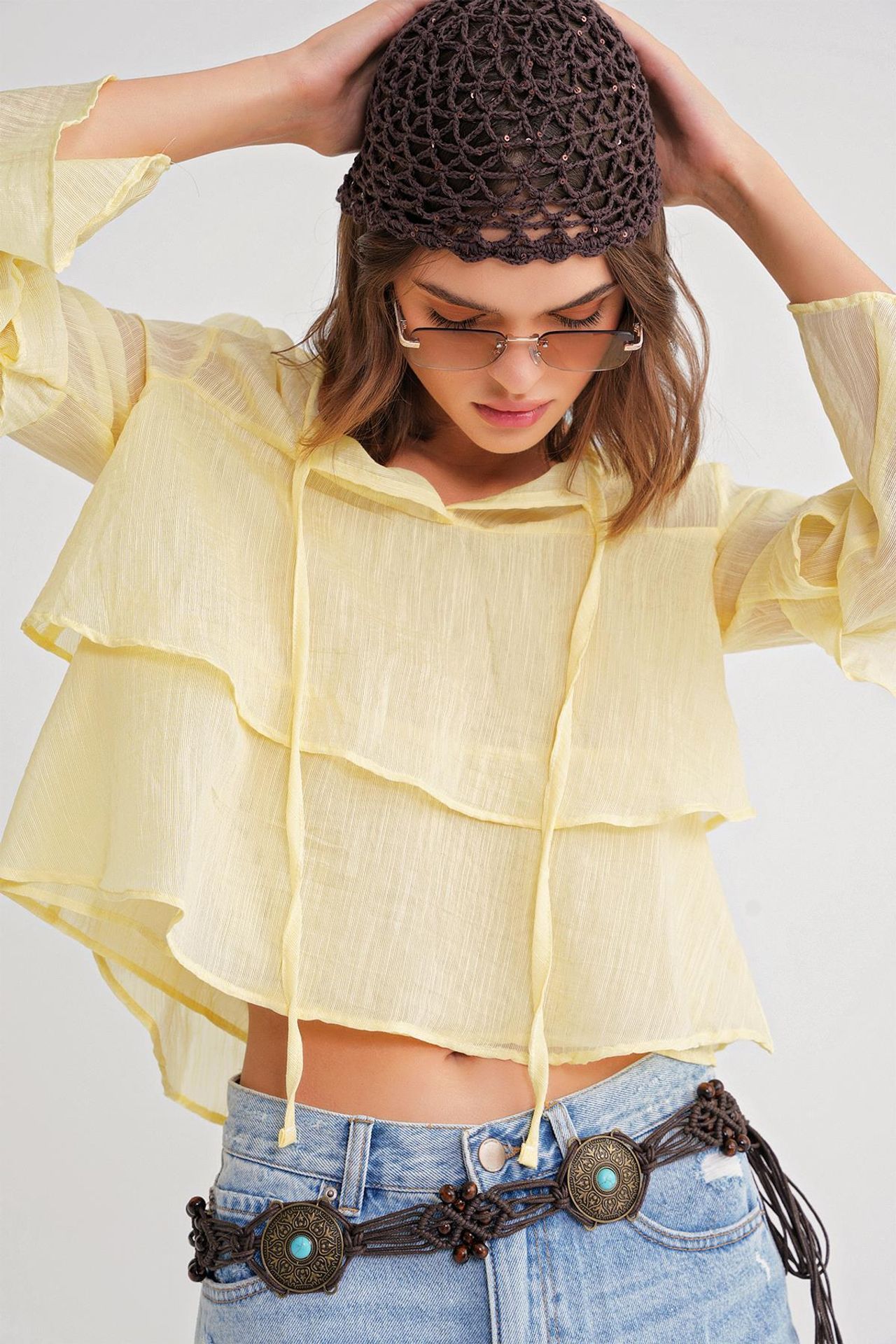 Mixray Frilly Blouse with Bow Detail 4