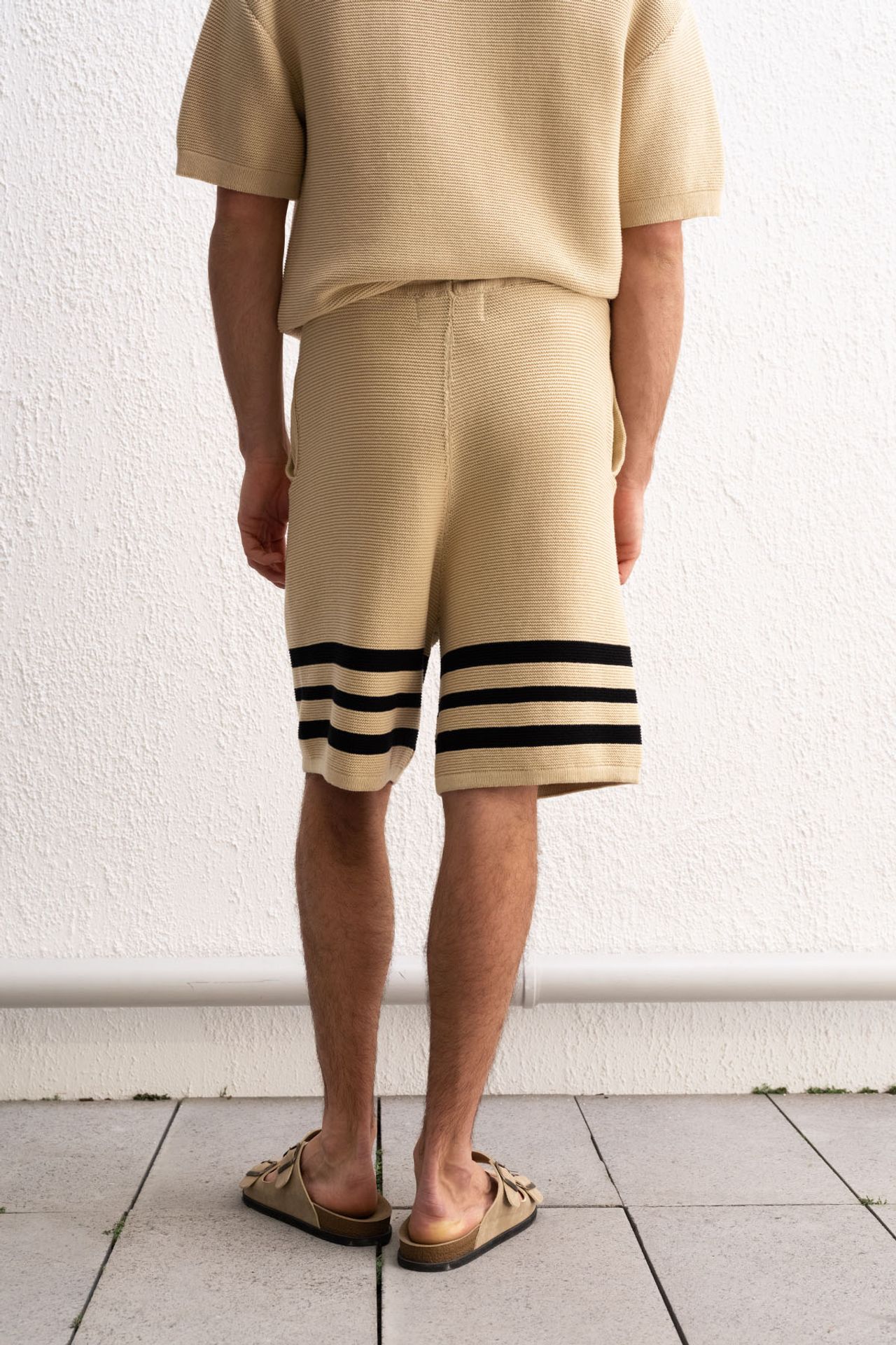GIESTO Men's Cotton Striped Sweat Shorts 5