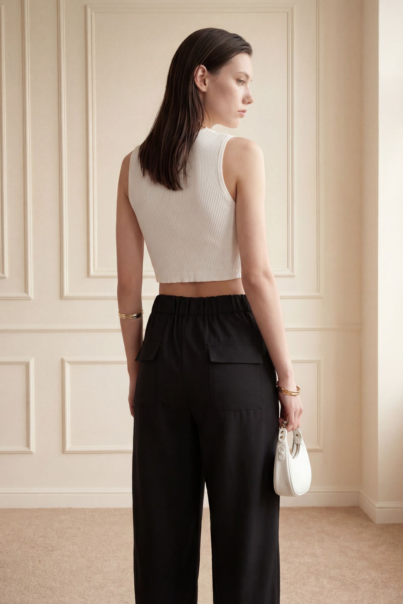 MY FASHION High Waist Straight Leg Pants with Pockets 3