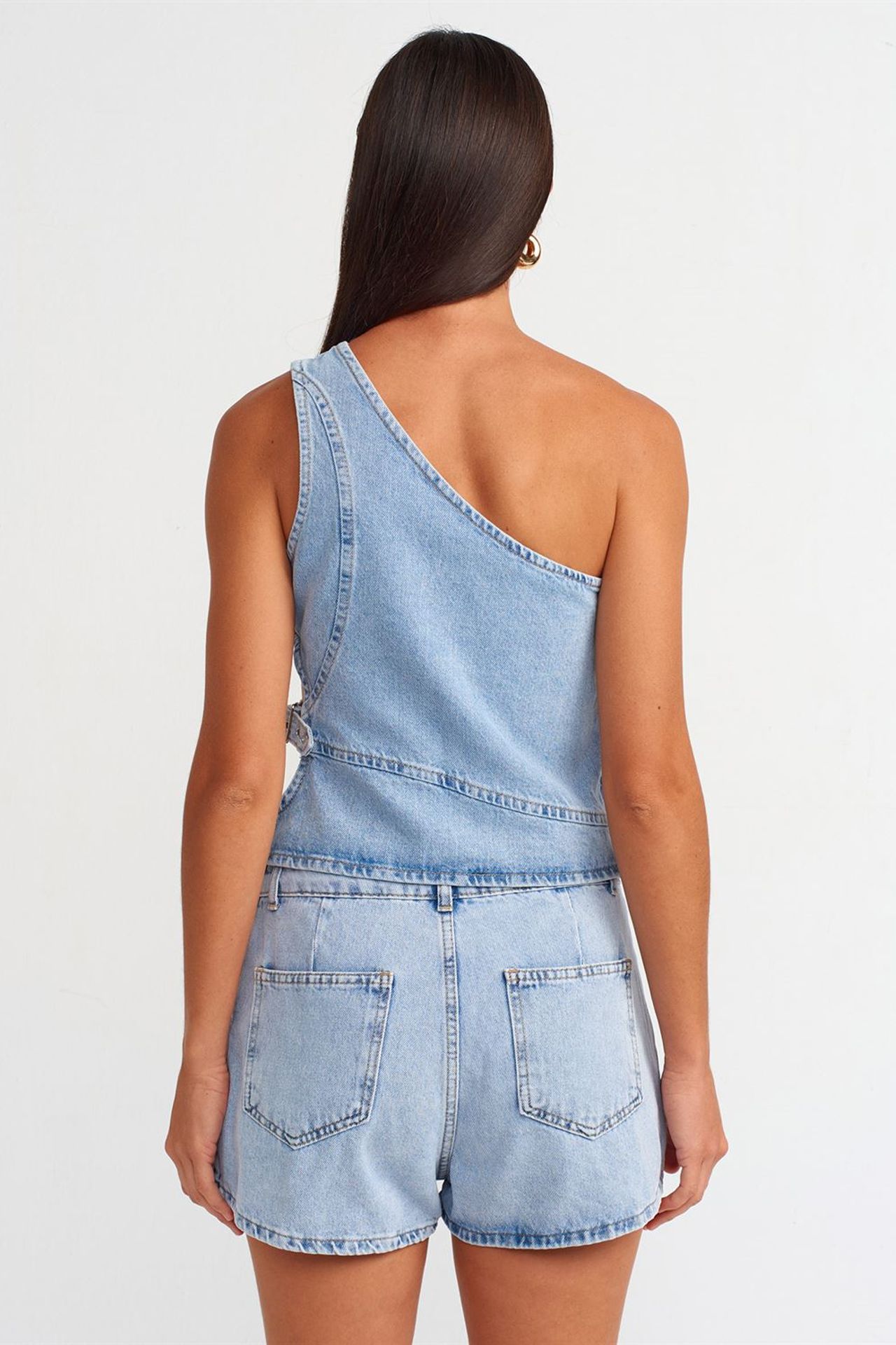 DILVIN Pamuklu Denim Mini A Kesim Etek 2