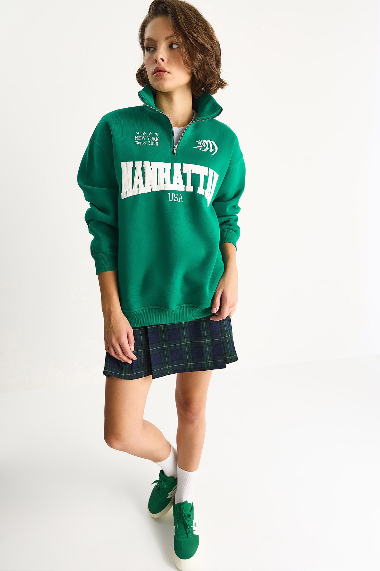 LUCCI Back Printed Long Sleeve Zipper Collar Sweatshirt 1