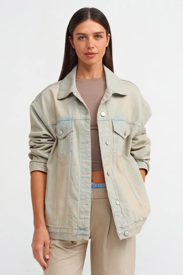 DILVIN Oversized Denim Button Jacket