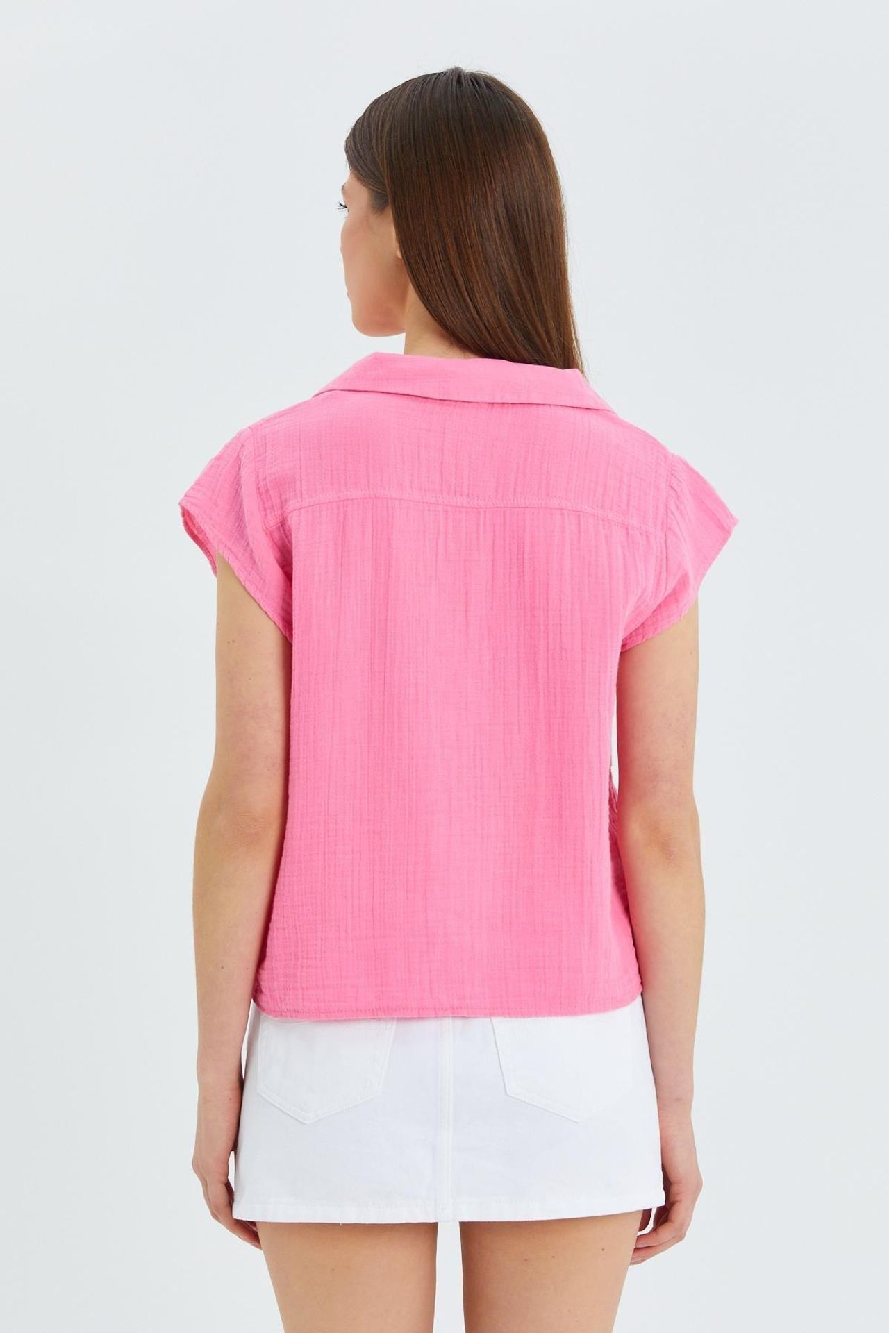 Mixray Crop Shirt with Bow Detail 6