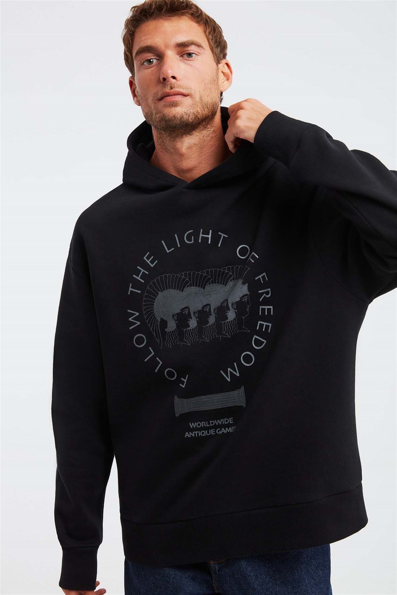 GRIMELANGE Baskılı Kapüşonlu Oversize Sweatshirt 1