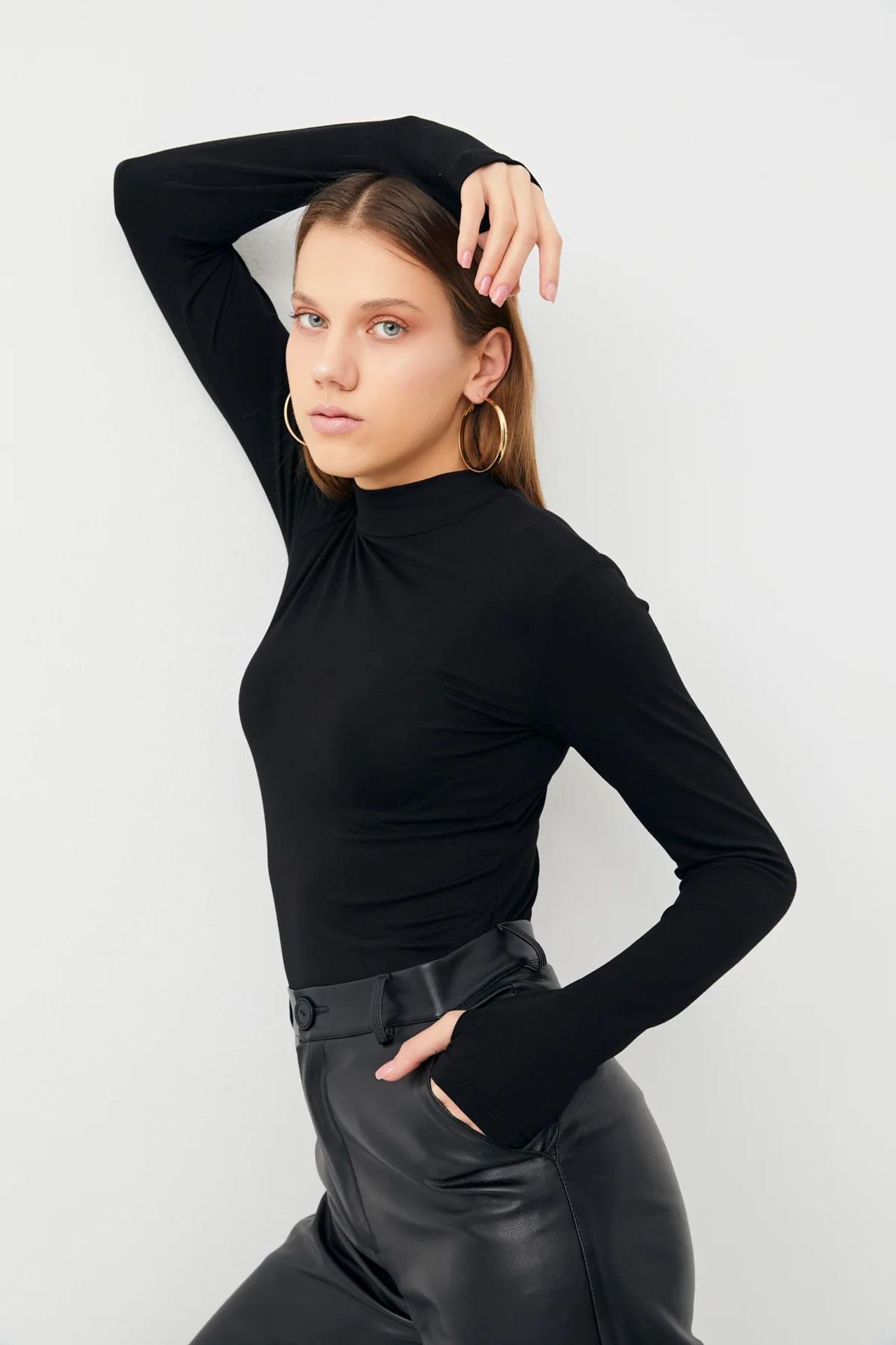 BIPANTOLON Women's 3-Pack Slim Fit Half Turtleneck Bodysuits 4