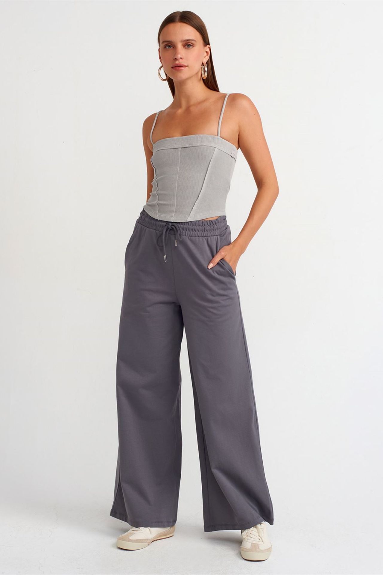 DILVIN Kare Yaka Fitilli Crop Bluz 3