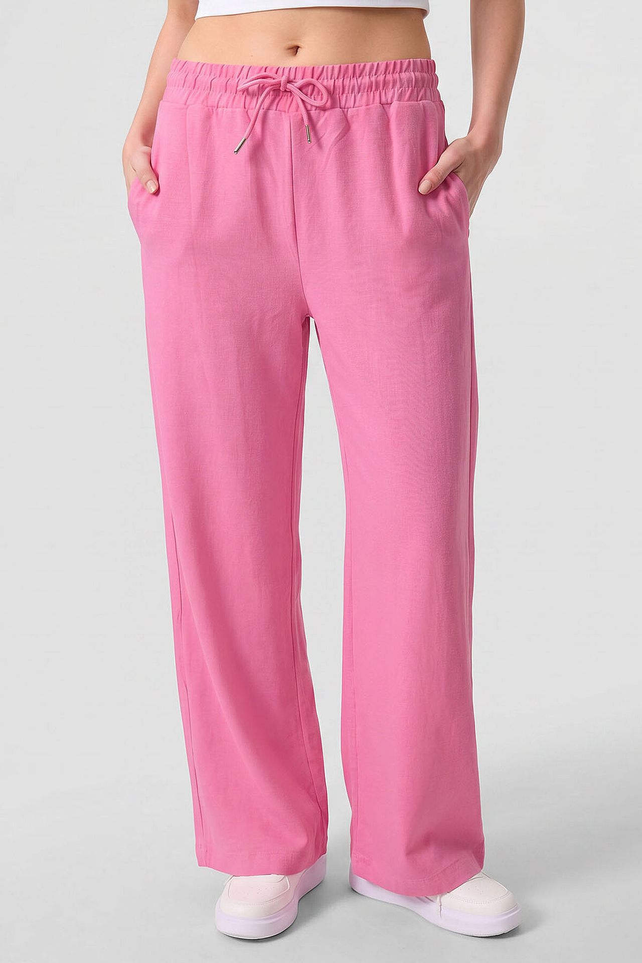 TOMMY Mid Waist Palazzo Pants with Drawstring 4
