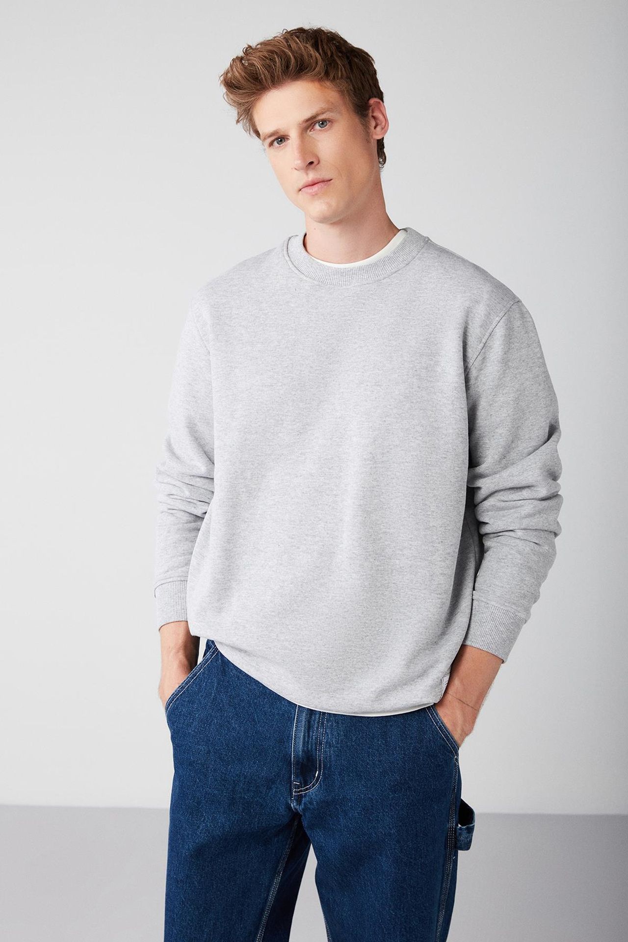 GRIMELANGE Bisiklet Yaka Nervürlü Sweatshirt 1