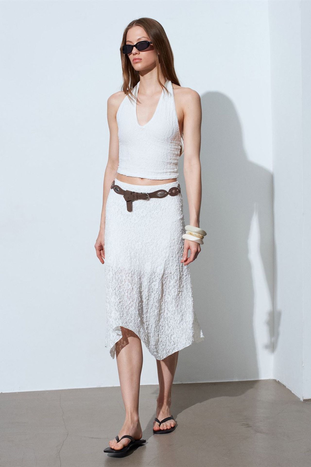 DILVIN High-Waist Lace A-Line Midi Skirt 3