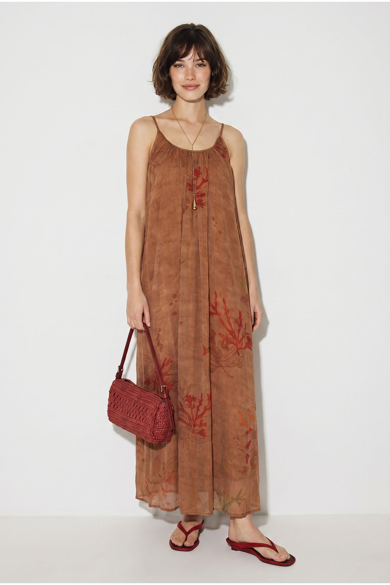 LUCCI Printed Chiffon Maxi Dress 1