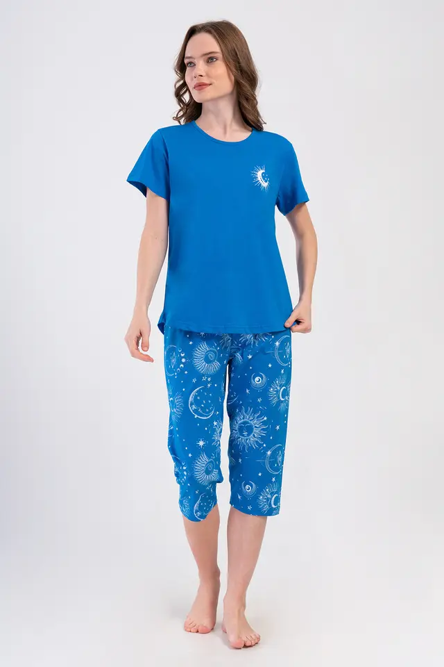 YAKE Baskılı Rahat Kalıp İkili Pijama Takımı