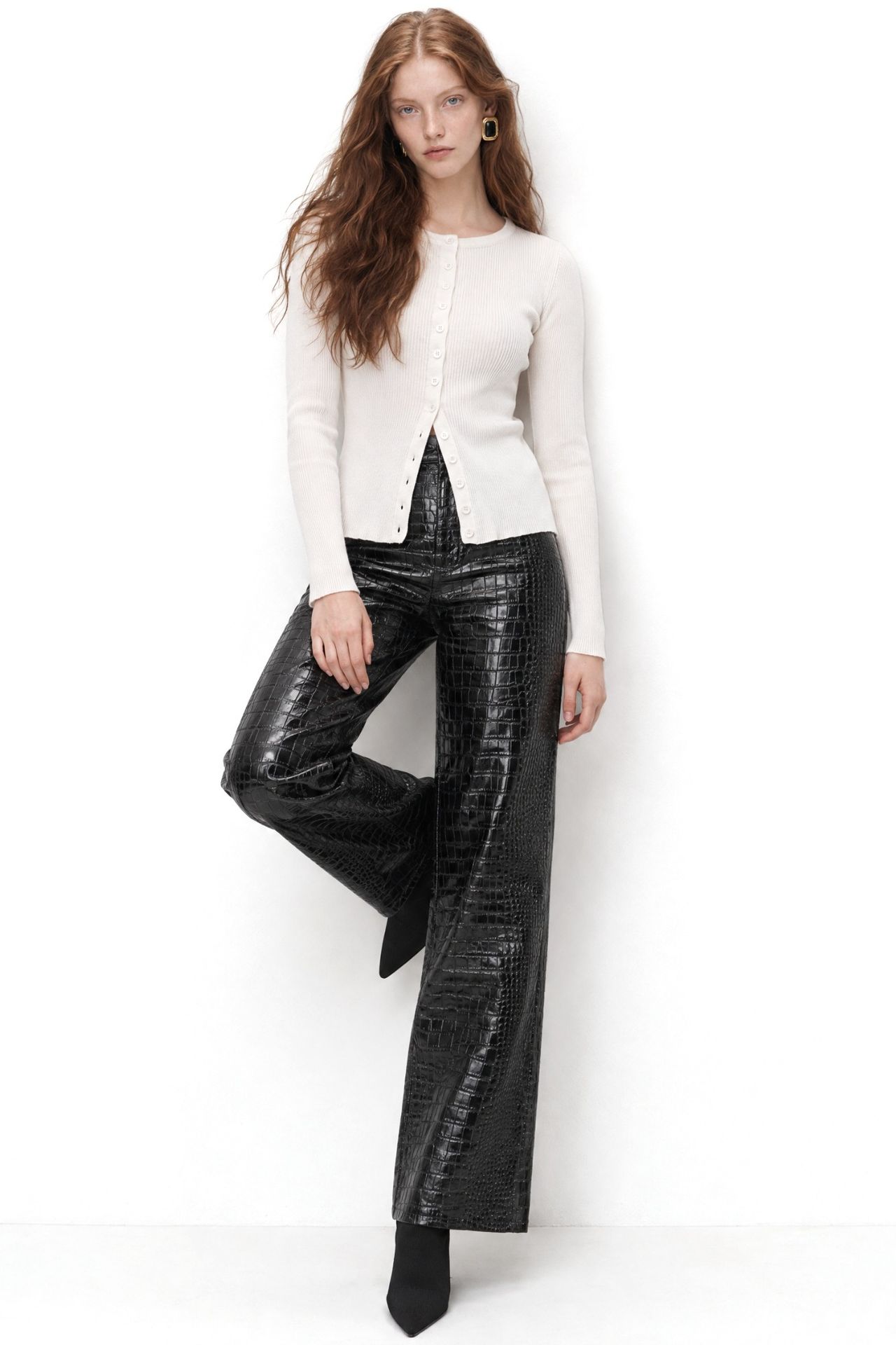 Mixray Buttoned Slim Fit Ribbed Knit Cardigan 2