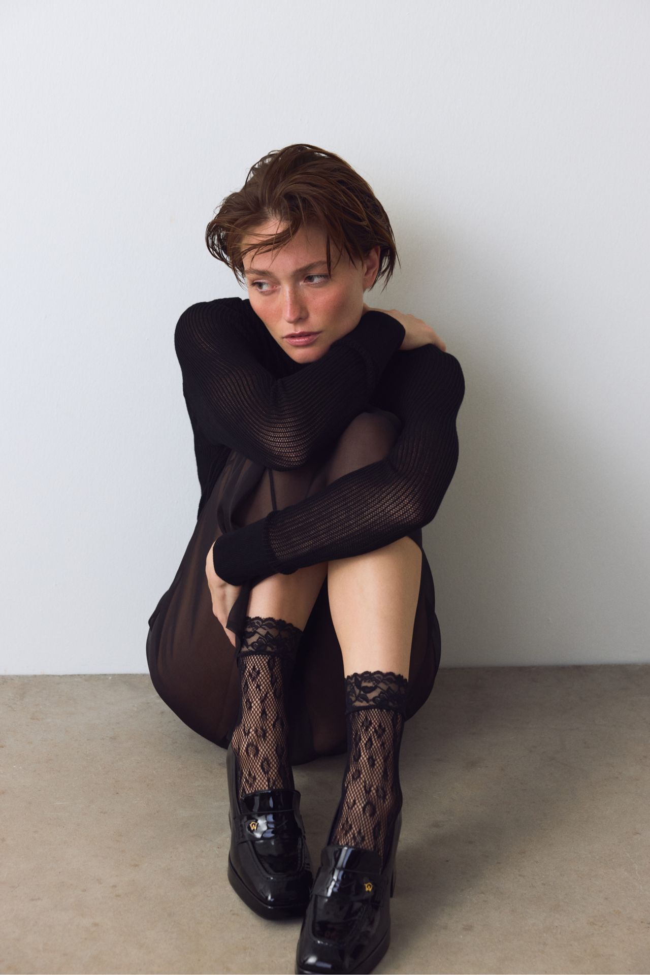 PENTI Leopard Print Lace Mesh Ankle Socks 1