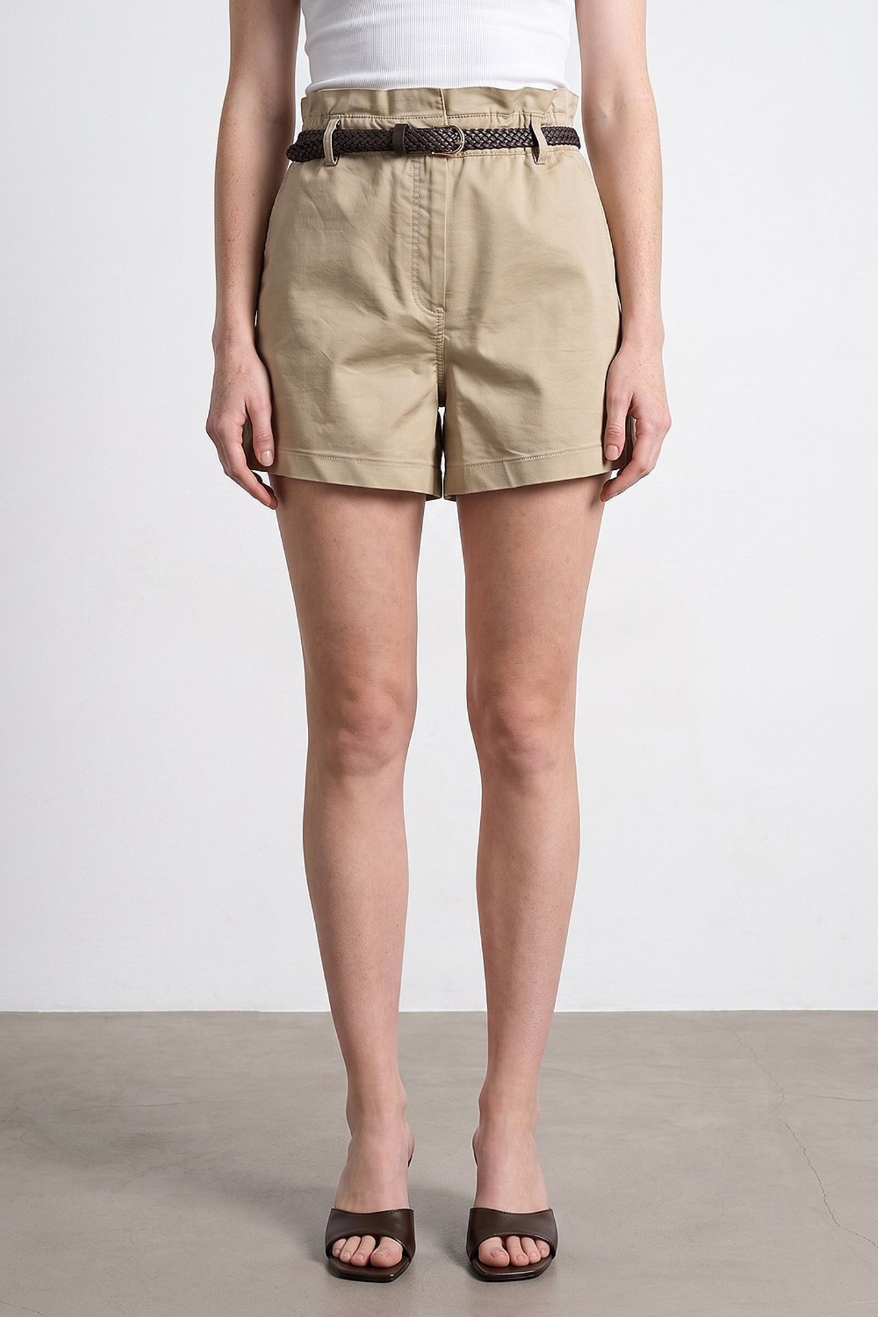 DILVIN High-Waist Belted Chino Shorts 3