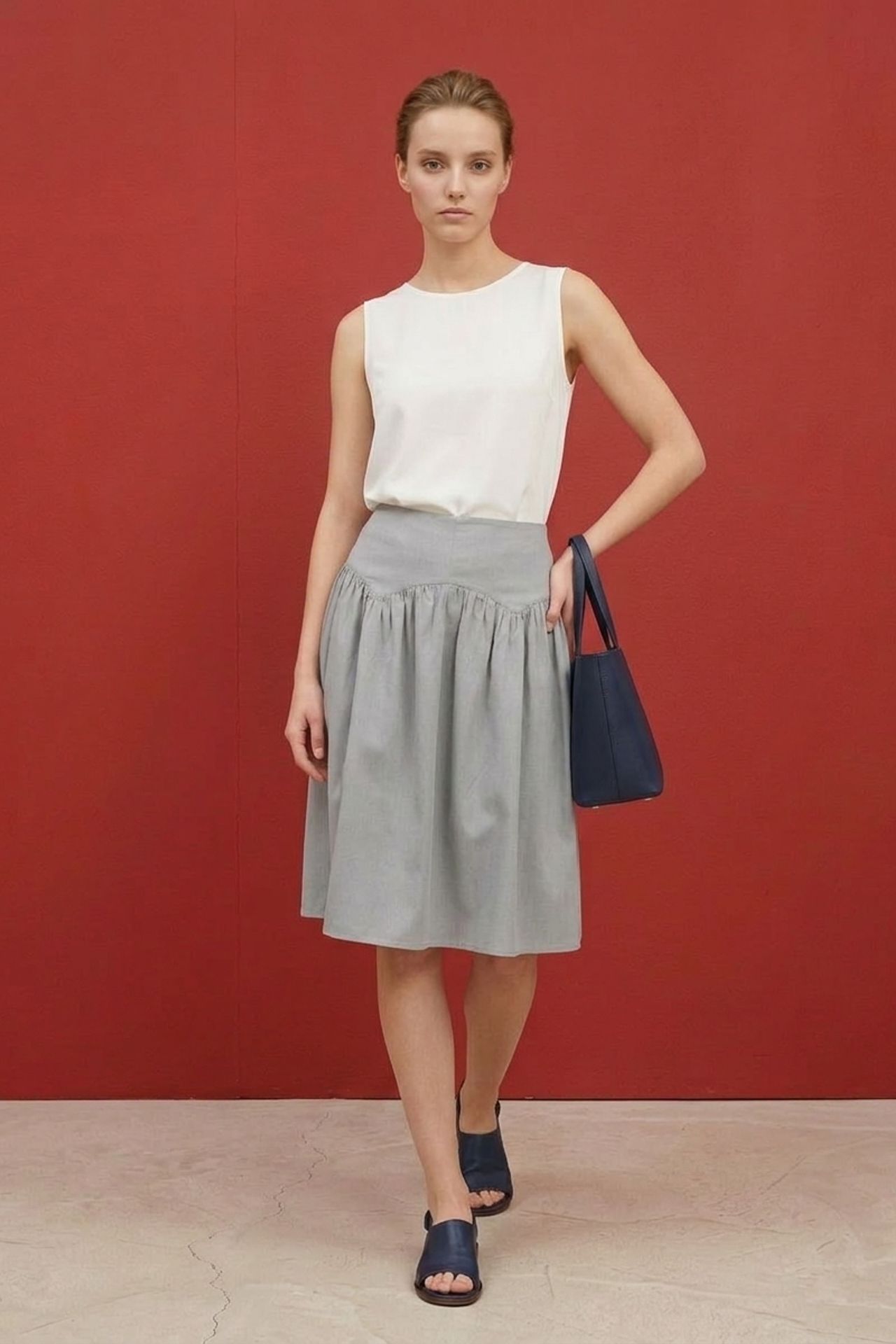 MY FASHION High-Waist Lyocell Crepe Trousers 5