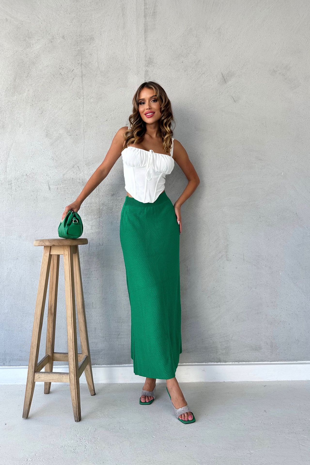 MY FASHION High Waist Ribbed Knit Maxi Skirt 2