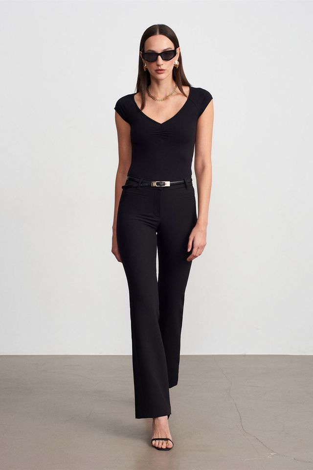 DILVIN High-Waist Flare Pants With Pockets
