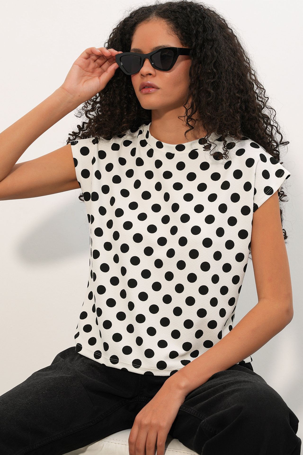 BDART Women's Polka Dot Crew Neck Blouse 1