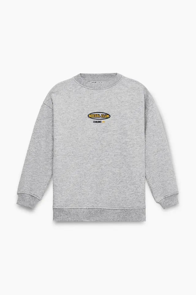 GRIMELANGE Crew Neck Text Print Sweatshirt