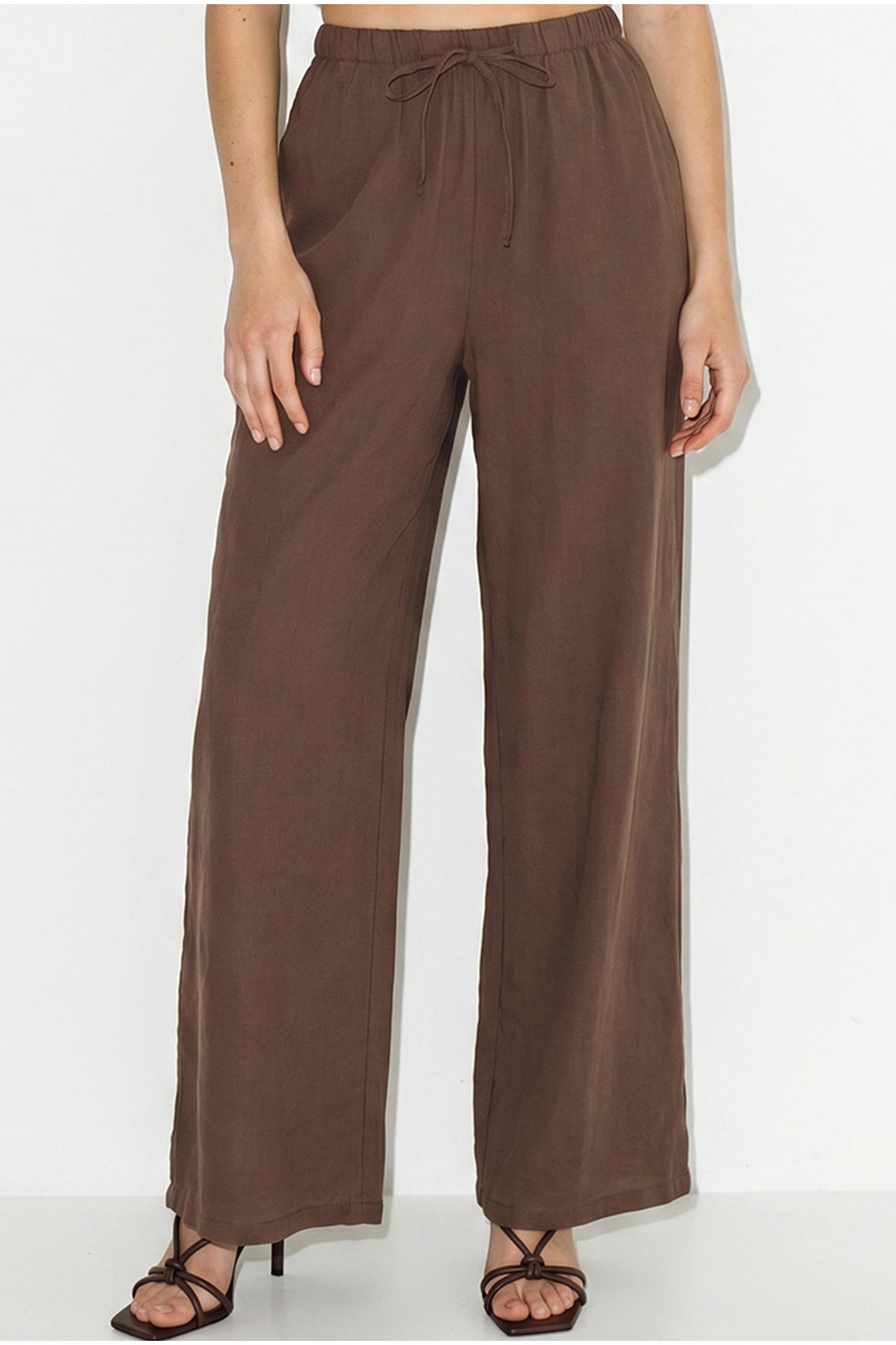 LUCCI Strapless Frilled Blouse And Wide-Leg Trousers Set 6