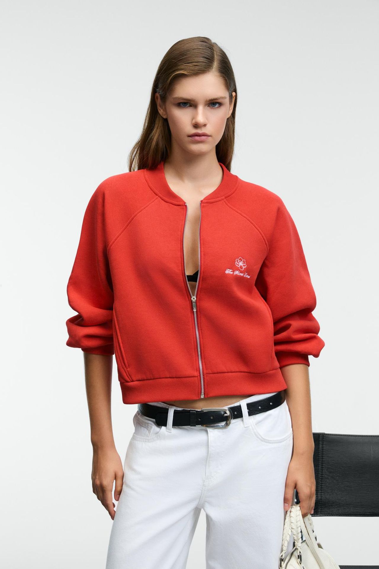 GRIMELANGE Embroidered Mandarin Collar Zip Sweatshirt 4
