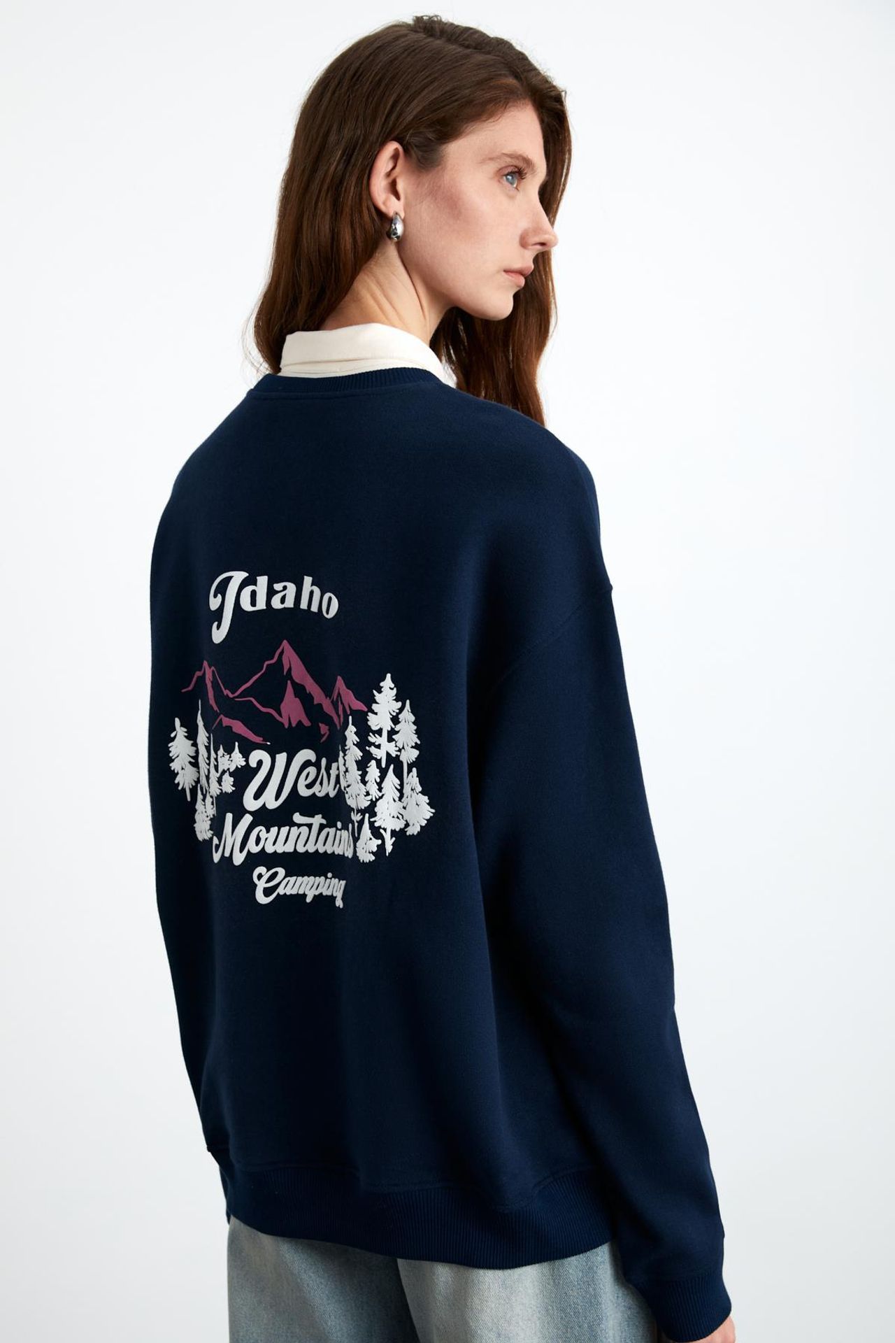 GRIMELANGE Oversized Crew Neck Text Jumper 4