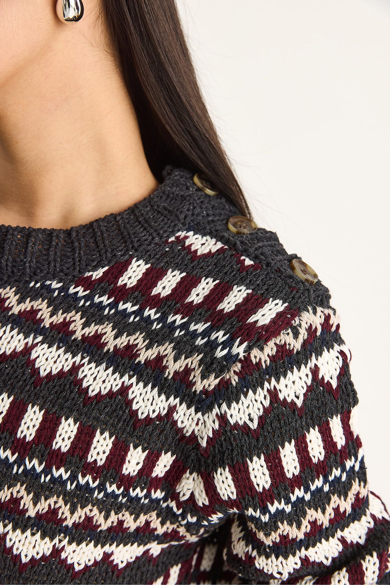 LUCCI Ethnic Patterned Knit Sweater 2