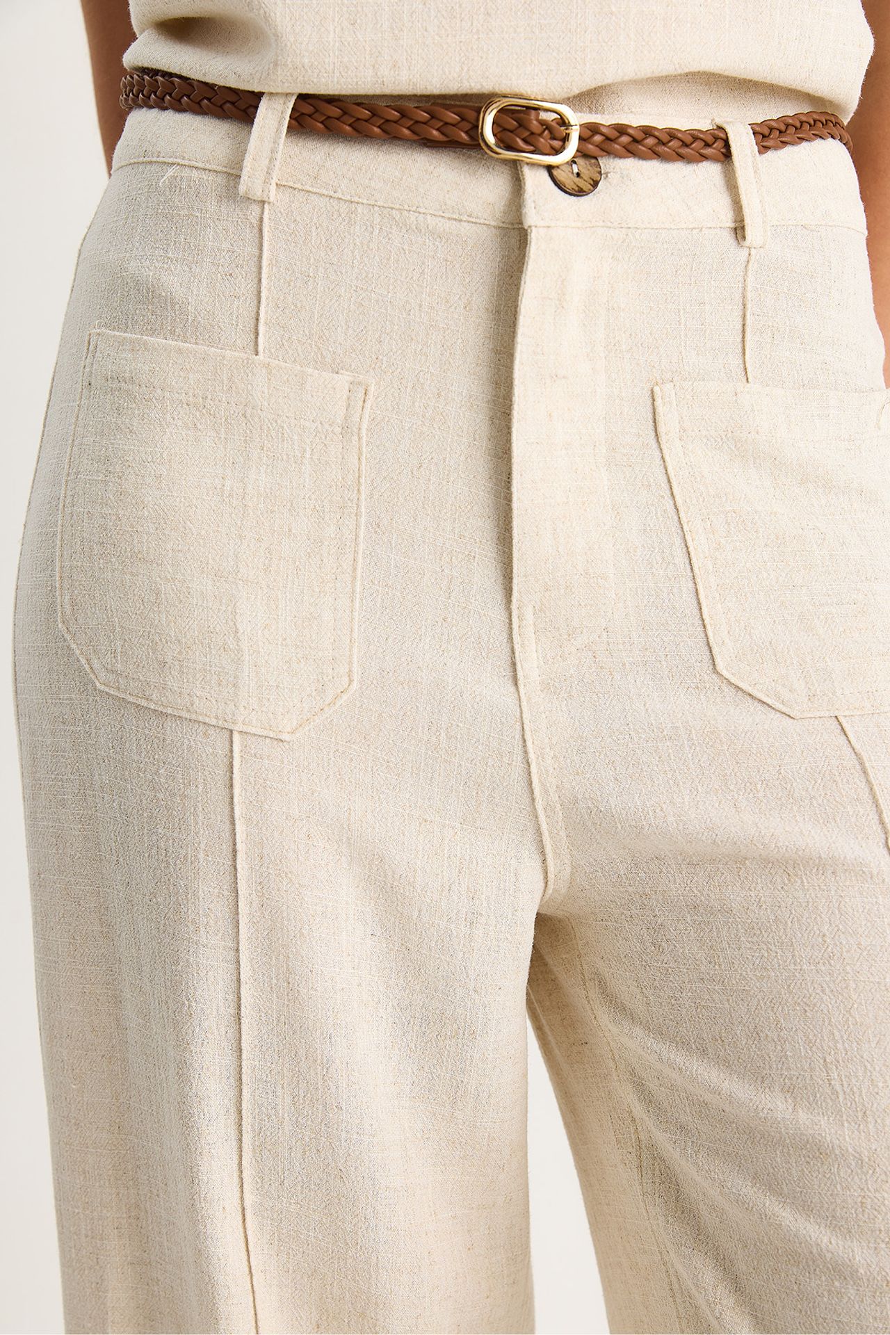 LUCCI High Waist Wide Leg Ankle-Length Pants with Belt 6