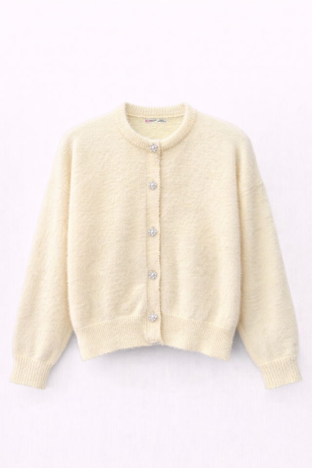 Mixray Oversized Jacquard Button Cardigan