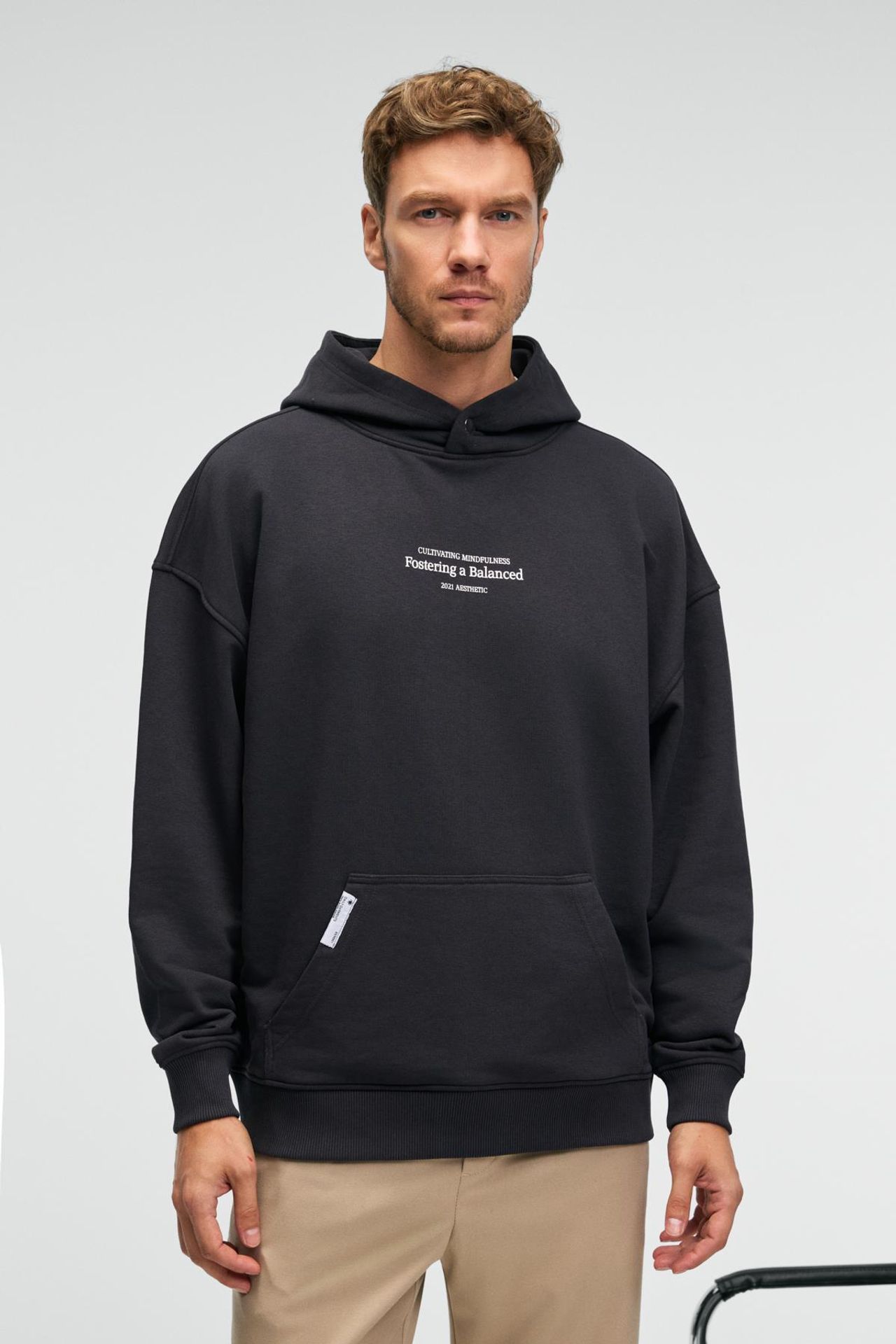 GRIMELANGE Baskılı Kapüşonlu Cepli Sweatshirt 5