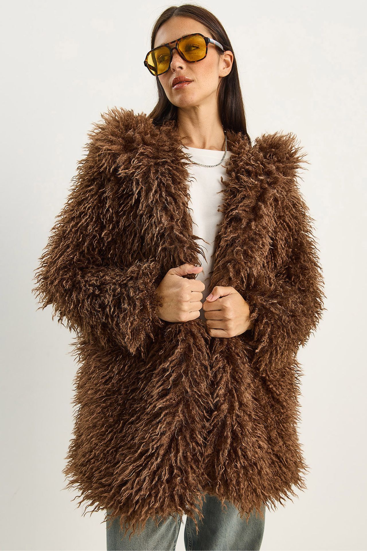 LUCCI Oversize Hooded Faux Fur Jacket 1