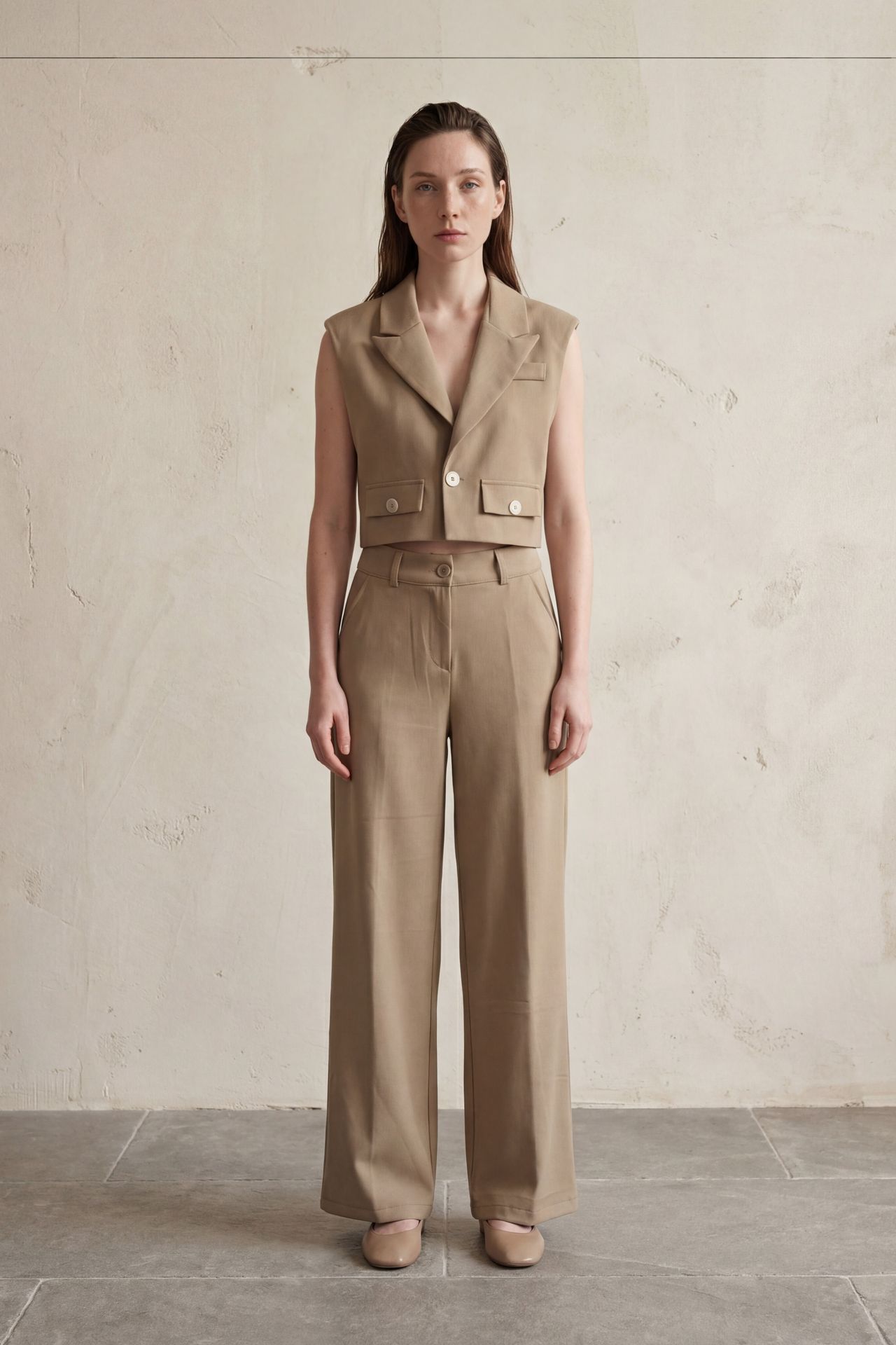 MY FASHION Cropped Buttoned Waistcoat 2