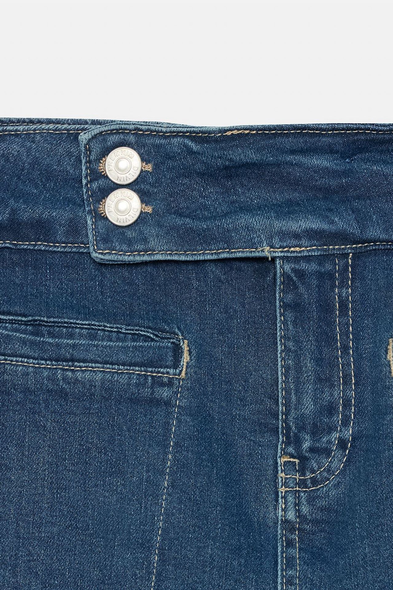DILVIN Yüksek Bel Düz Mini Jean Etek 7